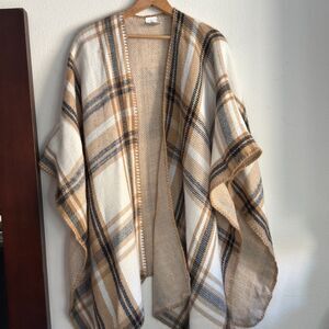 Woolrich Reversible Plaid Wrap Shawl Poncho